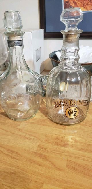 Vintage Jack Daniels Old No.  7 Decanter Glass Bottle Liquor Whiskey Half Gallon