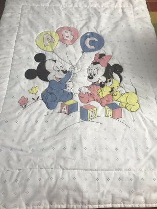 Dundee Disney Baby Blanket Mickey Minnie Mouse Balloon Abc Block Comforter 1984
