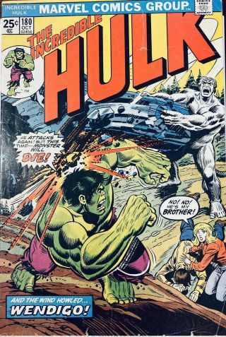 Incredible Hulk 180 Vf (5.  0) 1974 1st App.  Wolverine (cameo)