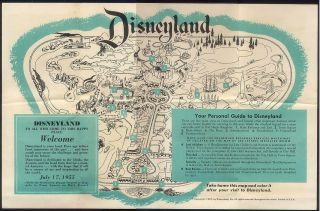 1955 Disneyland Map & Brochure Welcome To Disneyland
