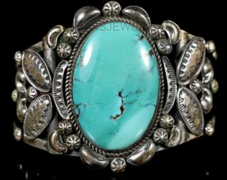 Heavy Vintage Navajo Natural Turquoise Silver Cuff Bracelet Over 82 Grams