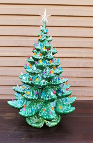 24 " Vintage Atlantic Mold Large Ceramic Christmas Tree With Base