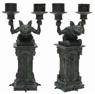 Disney Haunted Mansion Gargoyle Candle Holder Gothic Candelabra Set Of Two