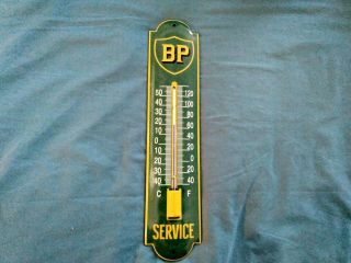 Porcelain Bp Oil Gasoline Service Station Wall Thermometer Garage Shop Gauges