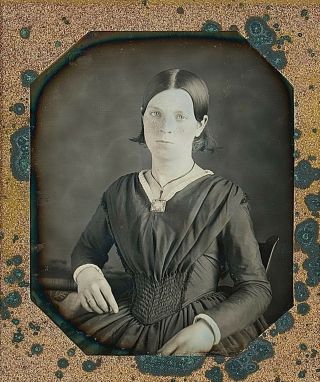 Pretty Teenage Girl With Freckles Tinted Cheeks 1/6 Plate Daguerreotype E114