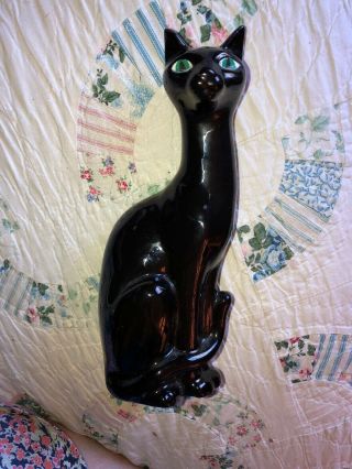 Vintage Black Cat Ceramic Statue Figurine Halloween