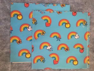 Vintage Rainbow Sunshine Heart Flower Dove All Occasion Gift Wrap Wrapping Paper