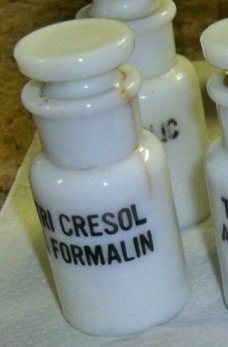 Ant Milk Glass Bottle Tri Cresol & Formalin Lee S Smith & Son Swastika On Bottom