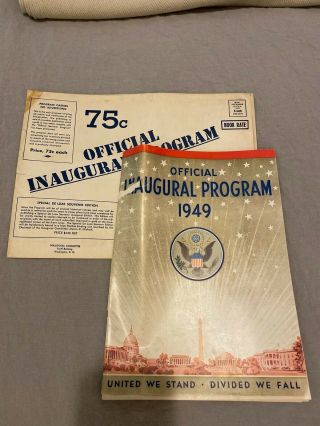 1949 Harry Truman Inauguration Official Program And Envelope