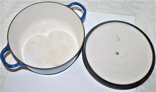 Le Creuset D Cast Iron 3.  5 - quart Blue Round Dutch Oven w/ Lid 2
