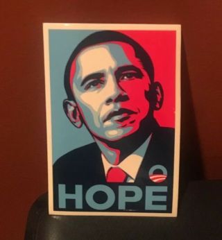 Authentic 2008 Barack Obama " Hope " 4x6 Shepard Fairey Sticker Obey Giant Fairey