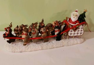 Charming Tails Fitz Floyd Dash Away All Santa Sleigh Figurine