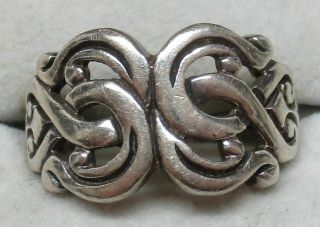 Vintage Sterling Silver Chunky Western Scrolled Designer Ring (size: 7.  5) - L@@k