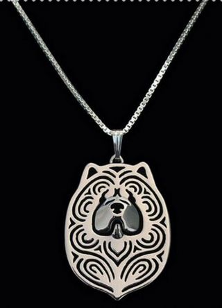 Chow Chow Dog Pendant Necklace - Fashion Jewellery - Silver Plated