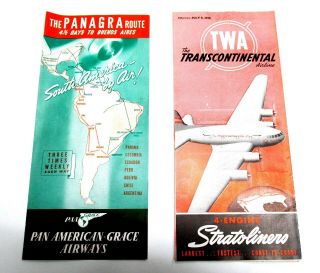 1940 Worlds Fair 2 Panagra - (pan Am) & Twa Airlines Pamphlets York Wfny