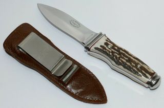 Near - Vintage Ag Russell Sting Knife Stag 1977 W/ Sheath Holder