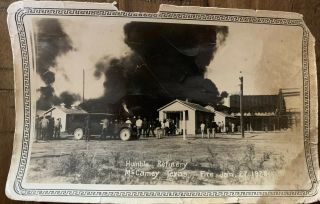 Humble Oil Refinery Fire Mccamey Texas Tx 8 Old Real Photos Oilfield Ambulance