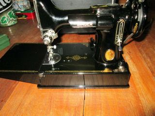 Vintage Singer Featherweight 221 - 1 Sewing Machine (1950) With Case & Attachments