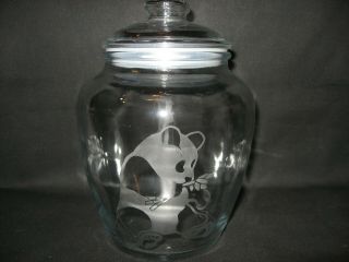 Etched Panda Glass Candy Cookie Apothecary Storage Jar Canister