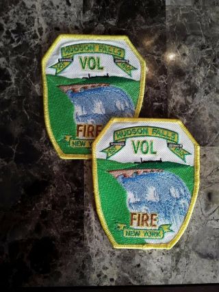 Hudson Falls Ny Volunteer Fire Department Set Of 2 Patches -