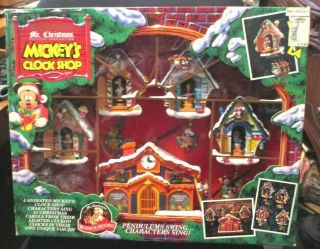 1993 Animated Disney Mickeys Clock Shop Mr Christmas Plays 21 Carols