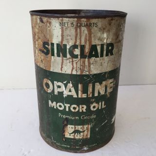 Vintage Sinclair Opaline Motor Oil Can - 5 Quarts Gas Dinosaur