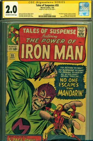 Tales Of Suspense 55 Cgc 2.  0 Ss Signature Series Signed Stan Lee