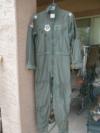 1971 Vietnam War Cwu - 27/p Fr Usaf Flightsuit & Patches,  Sz 40l,  Flight Suit