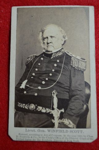 Cdv Civil War 1862 Lieutenant General Winfield Scott (1786 - 1866) By Fredricks