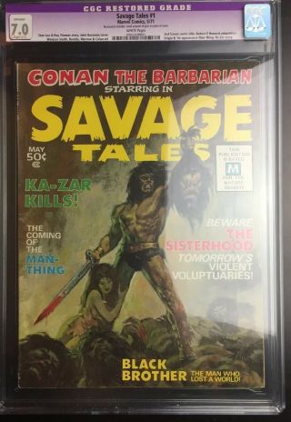 Savage Tales 1 First Appearance Of Man - Thing Cgc Restored 7.  0