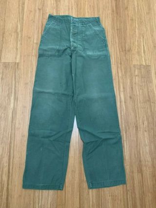 Vintage - Army Us Military Vietnam Era - Green - Cotton Sateen Trousers