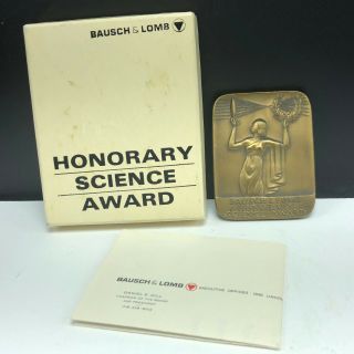Bausch & Lomb Honorary Science Award Bronze Medal Box Solid Brass Gill
