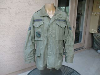 Usaf Od M - 65 Field Jacket With Patches,  Small Regular M - 1965 Coat