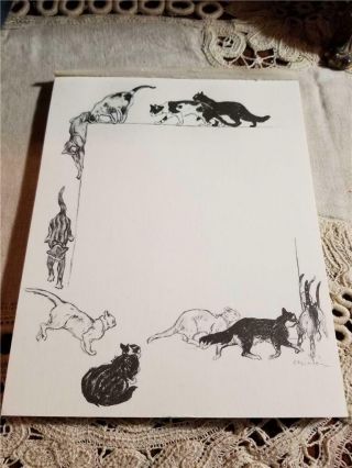 Vtg 1980 Theophile Steinlen Sketch Art Climbing Cats 50 Page Notepad Stationery
