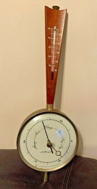 Vintage Airguide Wall Barometer - Thermometer Banjo Style - Art Deco Teak