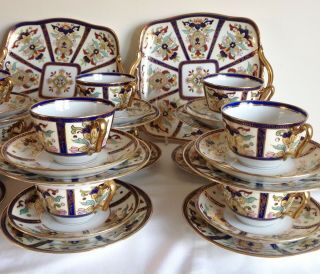 Vintage Noritake Porcelain Lustre Enamel 40piece Tea Service Gold Gilded Flowers 2