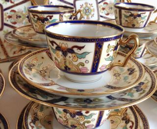 Vintage Noritake Porcelain Lustre Enamel 40piece Tea Service Gold Gilded Flowers 3