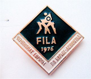 Fila 1976 Europe Wrestling Championships Pin Leningrad Russia Ussr