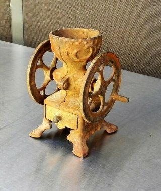 Vintage Arcade Cast Iron Toy Miniature Coffee Grinder Mill Salesman Sample