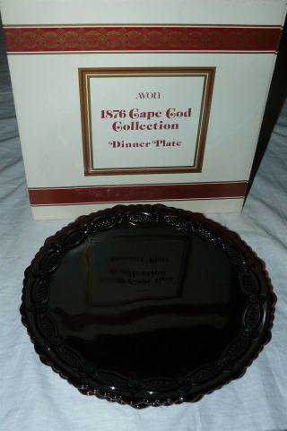 Set Of 4 Avon 1876 Cape Cod Ruby Red Glass Dinner Plates 10.  75 " Mib