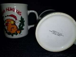 Vintage 2 1978 Garfield Bah Humbug Coffee Cup Mugs 2 Candles Enesco Jim Davis 3