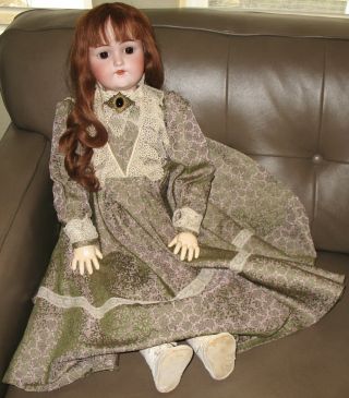 Antique 30 " Vtg German Or French Bisque Doll Bjd Fully Jointed 100 Natural Hair
