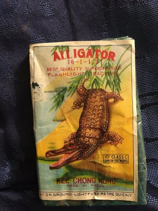 Rare Cl 3 Alligator Logo Firecracker Pack Label (5 Day) Green Cello