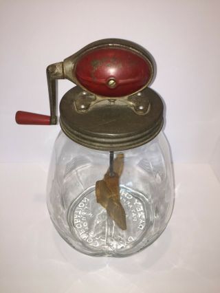 Vintage Dazey Butter Churn No.  8 Red Ball 8 Quart Glass Jar Wood Paddles