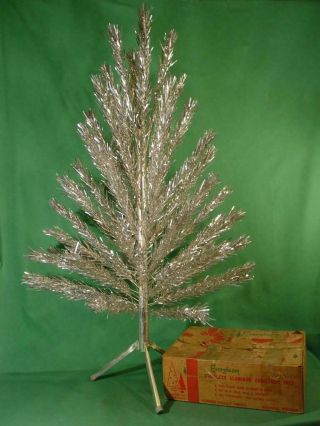 2 Matching Vintage Evergleam Aluminum Christmas Trees In Boxes
