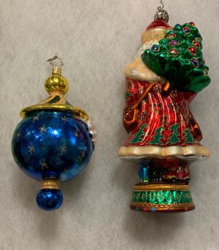 Christopher Radko Santa Drop Along With Nutcracker Ornament 2