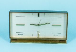 Swiza Calendar 8 Days Art Deco Vintage Wind - Up Alarm Clock