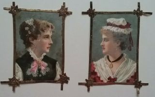 2 L.  Antique Victorian Chromo Scraps.  Pretty Ladies/oxford Style Picture Frames