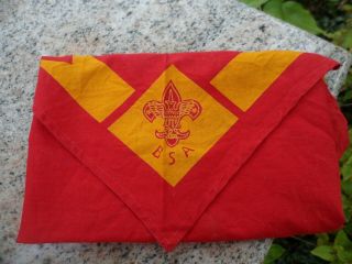 Vintage Bsa Boy Scouts Of America Neckerchief Bandana Bandanna Scarf Yellow Red