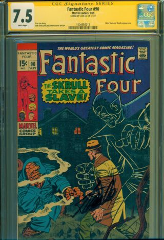 Fantastic Four 90 Ss Cgc 7.  5 W/pgs Signed By Stan Lee The Mole Man/the Skrulls